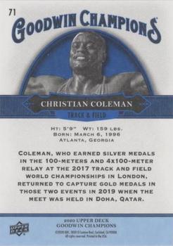 2020 Upper Deck Goodwin Champions - Royal Blue #71 Christian Coleman Back