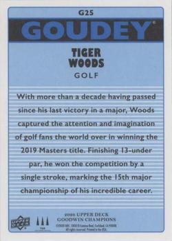 2020 Upper Deck Goodwin Champions - Goudey Royal Blue #G25 Tiger Woods Back