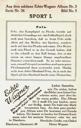 1930 Echte Wagner Sport I Album 3, Serie 26 #5 Polo Back