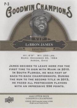 2020 Upper Deck Goodwin Champions - VIP Prize Cards #P-3 LeBron James Back