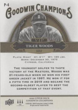 2020 Upper Deck Goodwin Champions - VIP Prize Cards Black #P-4 Tiger Woods Back