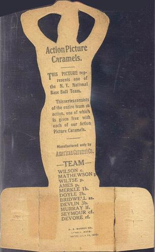 1910 American Caramel Die Cuts (E125) #NNO Christy Mathewson Back