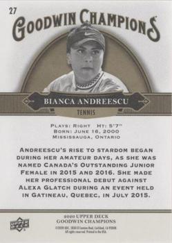 2020 Upper Deck Goodwin Champions - ePack Weekly Variations Red #27 Bianca Andreescu Back