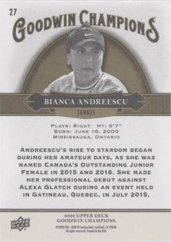 2020 Upper Deck Goodwin Champions - ePack Weekly Variations Black #27 Bianca Andreescu Back