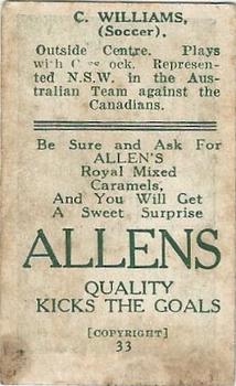 1925 A.W. Allen (Confectionery) Footballers #33 Cecil Williams Back
