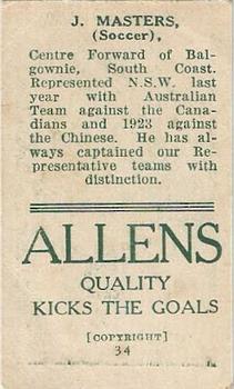 1925 A.W. Allen (Confectionery) Footballers #34 James Masters Back