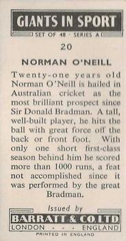 1959 Barratt & Co. Giants in Sports #20 Norman O'Neill Back