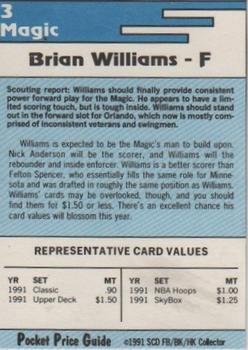 1991 SCD Pocket Price Guide #3 Brian Williams Back