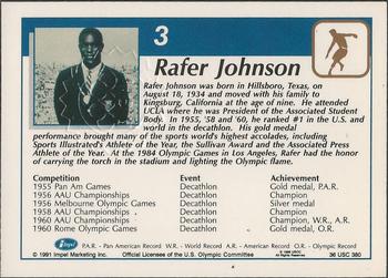 1991 Impel U.S. Olympic Cards Decathlon Gold - Autographs #3 Rafer Johnson Back