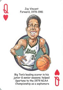 2014 Hero Decks Michigan State Football & Basketball Heroes Playing Cards #Q♥ Jay Vincent Front