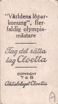 1933 Cloetta Sportsmen #28 Paavo Nurmi Back