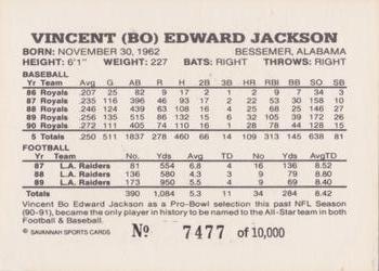 1991 Savannah Sports Bo Jackson (unlicensed) #NNO Bo Jackson Back