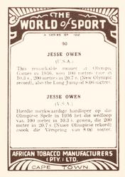 1939 African Tobacco World of Sport (Small) #90 Jesse Owens Back