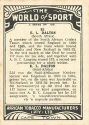 1939 African Tobacco World of Sport (Small) #92 Eric Dalton Back