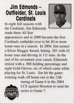 2012 Missouri Sports Hall of Fame #NNO Jim Edmonds Back