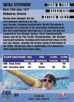 1996 Intrepid Pride of a Nation Australian Olympics #3 Nicole Stevenson Back