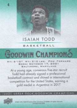 2021 Upper Deck Goodwin Champions #4 Isaiah Todd Back