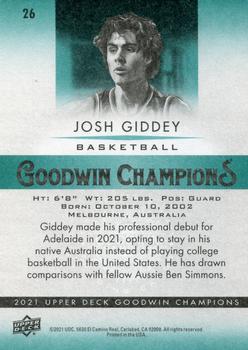 2021 Upper Deck Goodwin Champions #26 Josh Giddey Back