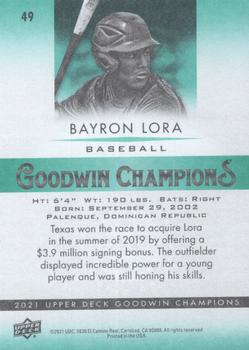 2021 Upper Deck Goodwin Champions #49 Bayron Lora Back