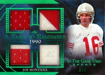 2020 Leaf In The Game Used Sports - A Year to Remember Relics Emerald Foil #AYR-19 Joe Montana Front