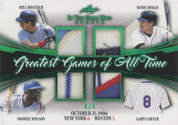 2020 Leaf In The Game Used Sports - Greatest Games of All-Time Relics Emerald Foil #GGAT-05 Bill Buckner / Wade Boggs / Mookie Wilson / Gary Carter Front