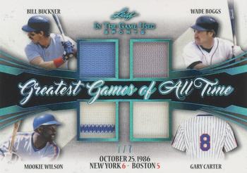 2020 Leaf In The Game Used Sports - Greatest Games of All-Time Relics Platinum Blue Spectrum Foil #GGAT-05 Bill Buckner / Wade Boggs / Mookie Wilson / Gary Carter Front
