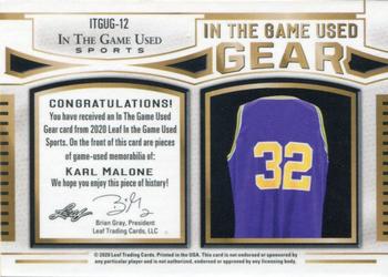2020 Leaf In The Game Used Sports - In The Game Used Gear Relics Red Spectrum Foil #ITGUG-12 Karl Malone Back