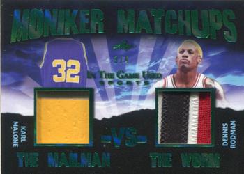 2020 Leaf In The Game Used Sports - Moniker Matchups Relics Emerald Foil #MM-05 Karl Malone / Dennis Rodman Front