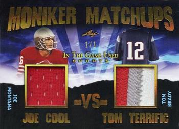 2020 Leaf In The Game Used Sports - Moniker Matchups Relics Gold Spectrum Foil #MM-29 Joe Montana / Tom Brady Front