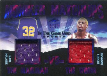 2020 Leaf In The Game Used Sports - Moniker Matchups Relics Purple Spectrum Foil #MM-05 Karl Malone / Dennis Rodman Front