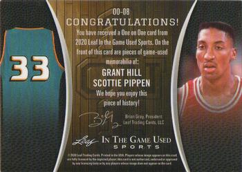 2020 Leaf In The Game Used Sports - One on One Relics Navy Blue Foil #OO-08 Grant Hill / Scottie Pippen Back