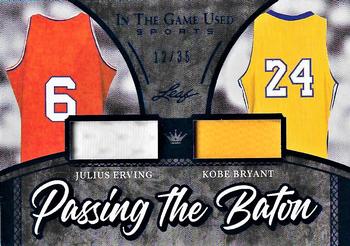 2020 Leaf In The Game Used Sports - Passing The Baton Relics Navy Blue Foil #PTB-18 Julius Erving / Kobe Bryant Front