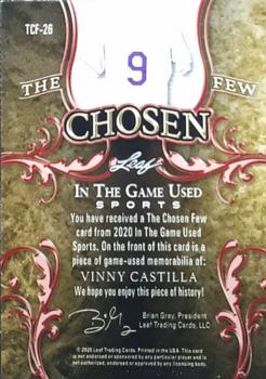 2020 Leaf In The Game Used Sports - The Chosen Few Relics Gold #TCF-26 Vinny Castilla Back