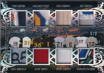 2020 Leaf In The Game Used Sports - The Fantastic Franchise Relics Silver Spectrum Foil #TFF-10 Tony Gwynn / Dave Winfield / Gaylord Perry / Ozzie Smith / Ken Caminiti / Steve Garvey / Joe Carter / Roberto Alomar Front