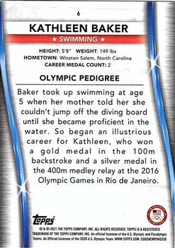 2021 Topps U.S. Olympic & Paralympic Team & Hopefuls #6 Kathleen Baker Back