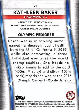 2021 Topps U.S. Olympic & Paralympic Team & Hopefuls #71 Kathleen Baker Back