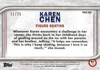 2018 Topps U.S. Olympic & Paralympic Team Hopefuls - For Pride and Country - Gold #PAC-KC Karen Chen Back
