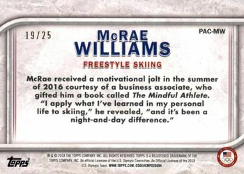 2018 Topps U.S. Olympic & Paralympic Team Hopefuls - For Pride and Country - Gold #PAC-MW McRae Williams Back