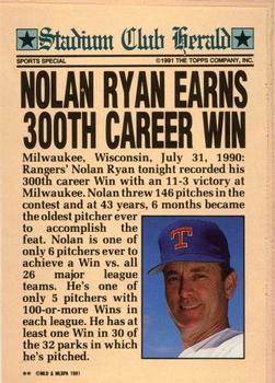 1991 Stadium Club Charter Member #NNO Nolan Ryan Back
