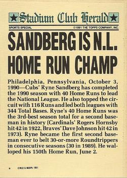 1991 Stadium Club Charter Member #NNO Ryne Sandberg Back