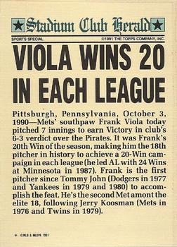 1991 Stadium Club Charter Member #NNO Frank Viola Back