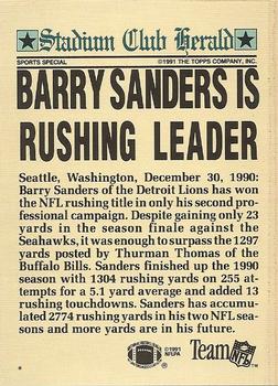 1991 Stadium Club Charter Member #NNO Barry Sanders Back