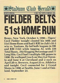1991 Stadium Club Charter Member #NNO Cecil Fielder Back