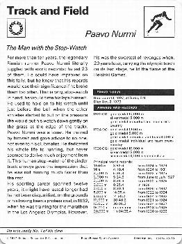 1977-80 Sportscaster Series 13 (UK) #13-20 Paavo Nurmi Back