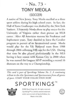2021 Sportkings Volume 2 #73 Tony Meola Back