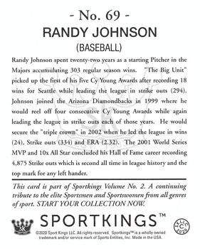 2021 Sportkings Volume 2 - Retail Mini (Black Back) #69 Randy Johnson Back