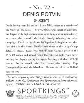 2021 Sportkings Volume 2 - Retail Mini (Black Back) #72 Denis Potvin Back