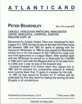 1992 Atlanticard British Sports Stars #5 Peter Beardsley Back