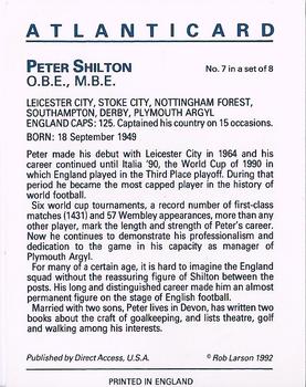 1992 Atlanticard British Sports Stars #7 Peter Shilton Back