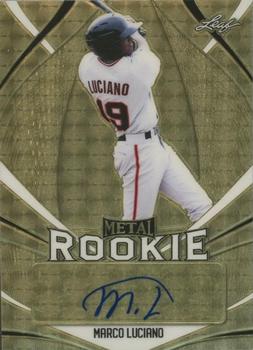 2020 Leaf Metal Rookie Autograph - Gold Super #MR-ML1 Marco Luciano Front